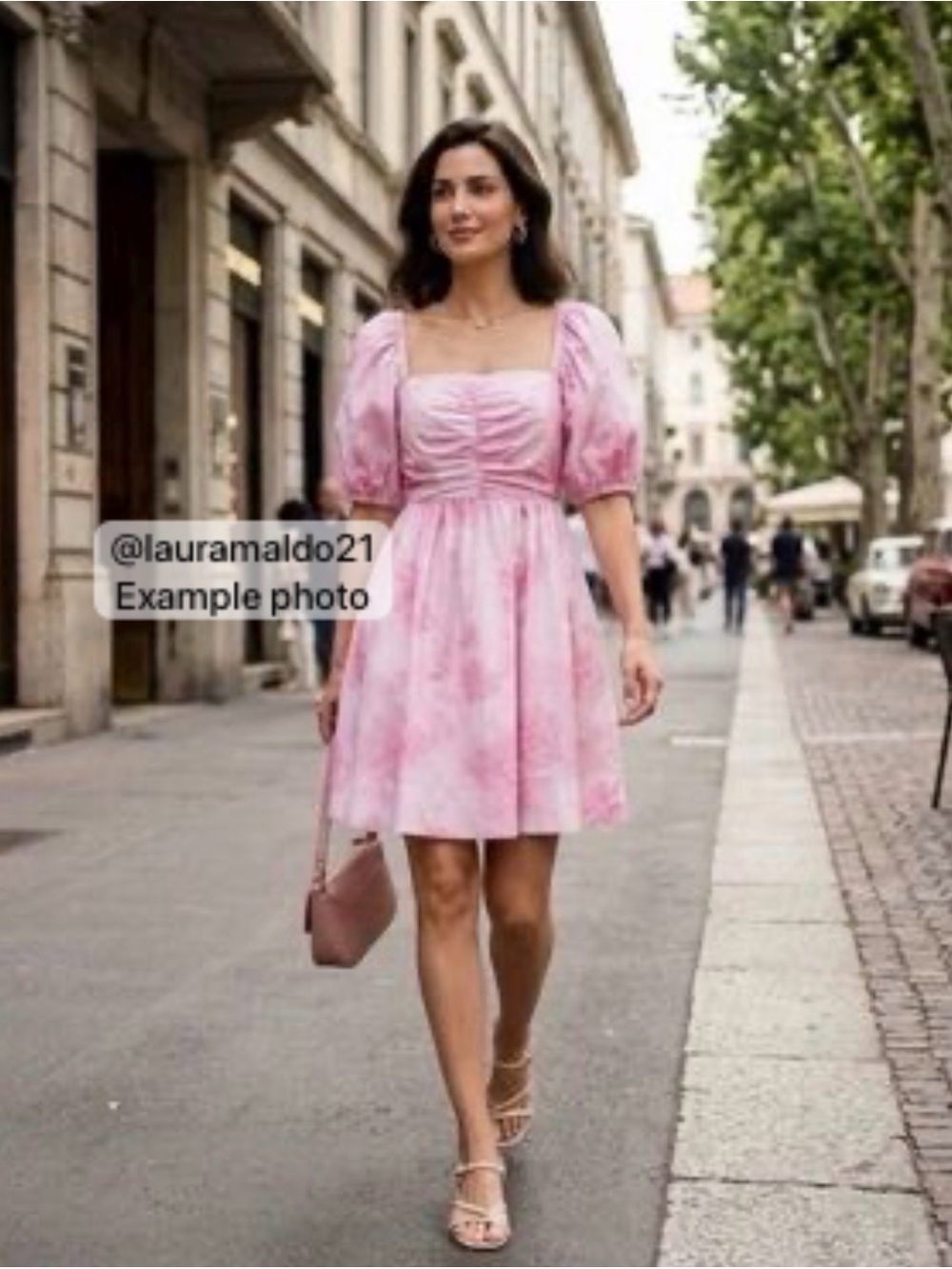 Coach Pink Puff-Sleeve Floral Dress